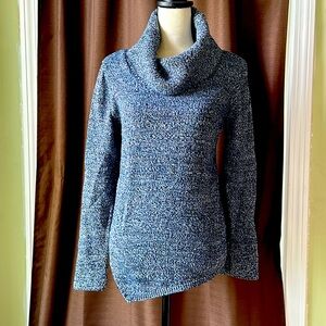 WHBM Blue Metallic Cowl Neck Sweater Size M